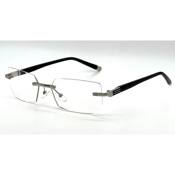 Mens Rimless Rectangular Sunglasses Clear Lens Eyewear Blue Light Retro‎ Classy - Picture 7 of 9
